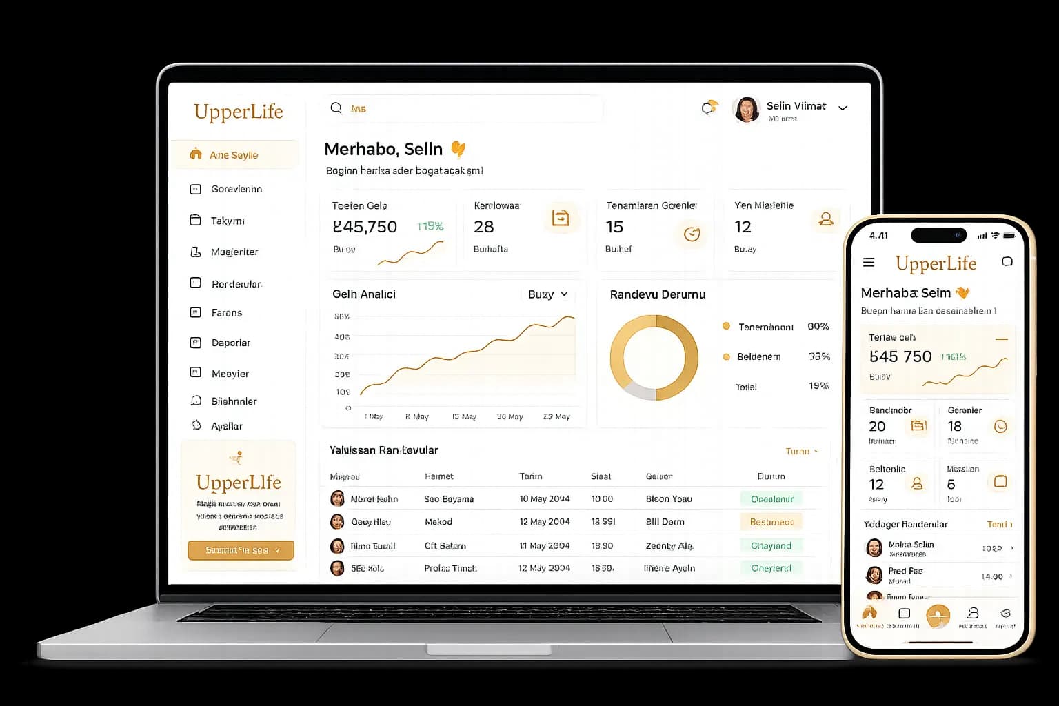 UpperLife platform önizlemesi